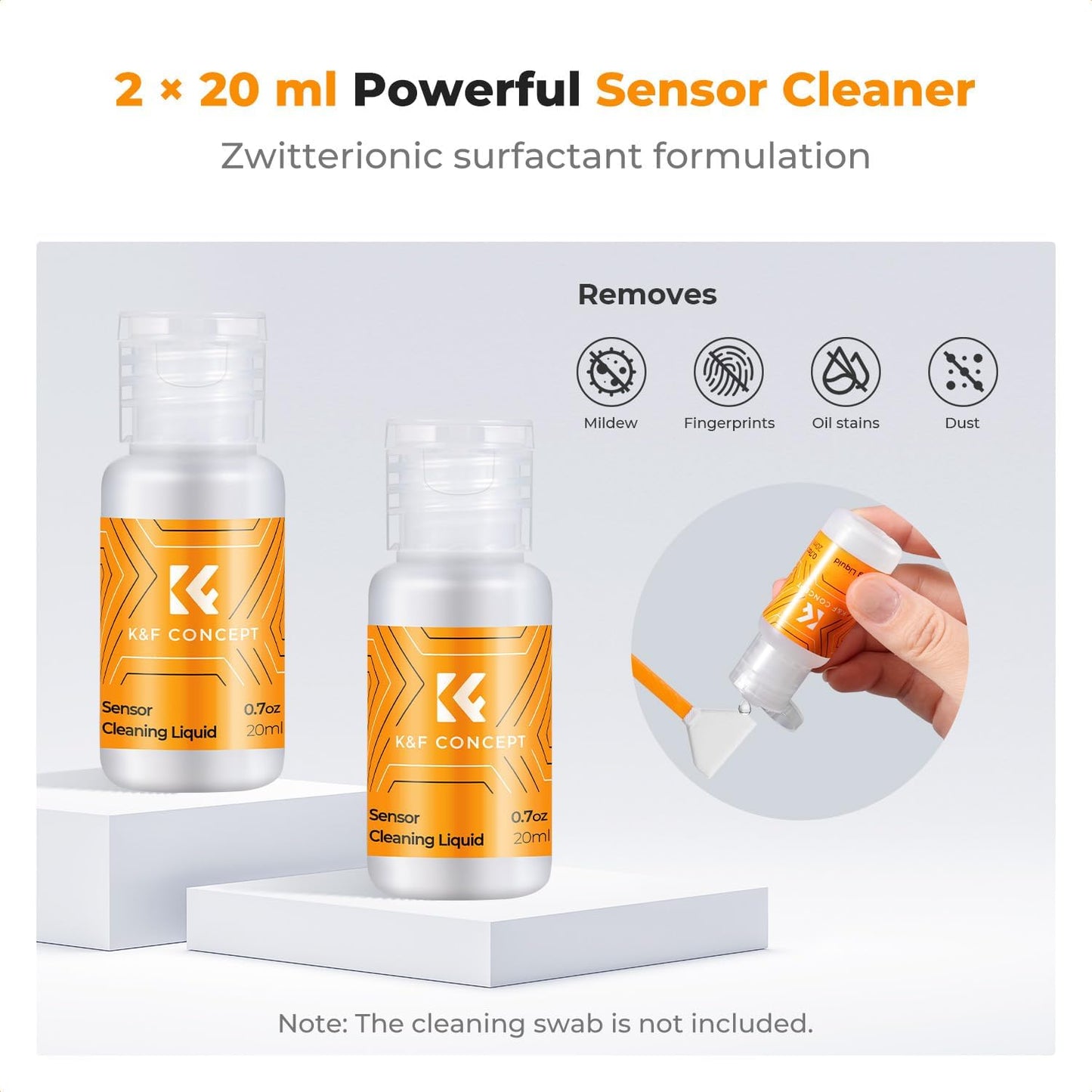 K&F CONCEPT 20ML*2 Non-Flammable Camera Cleaning Solution, Microfiber Lens Cleaner Care Kit, Camera Lens Cleaner