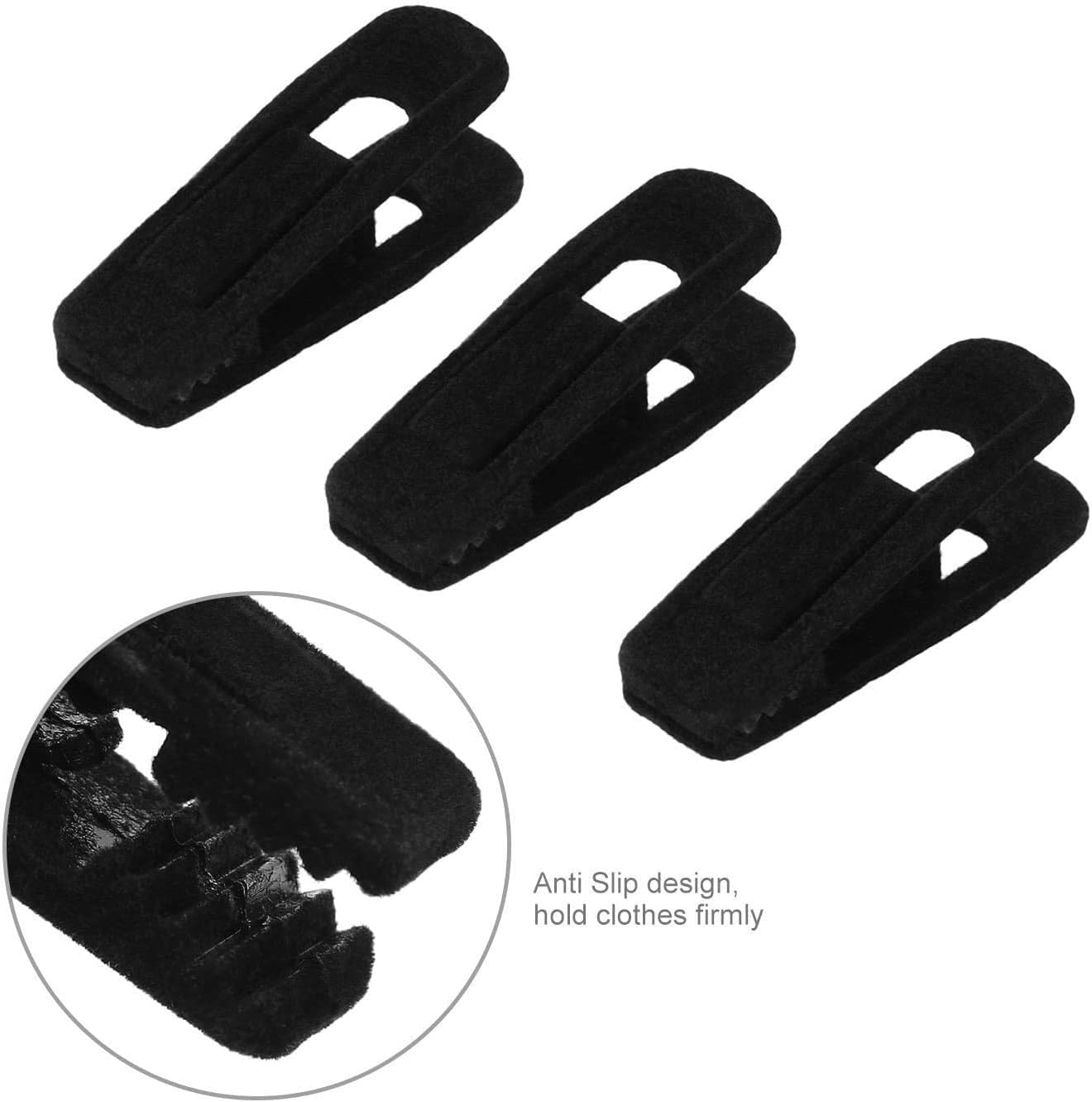 Skiennix Velvet Hanger Clips - 20 Pack Strong Clips for Skirts & Pants - Black Color