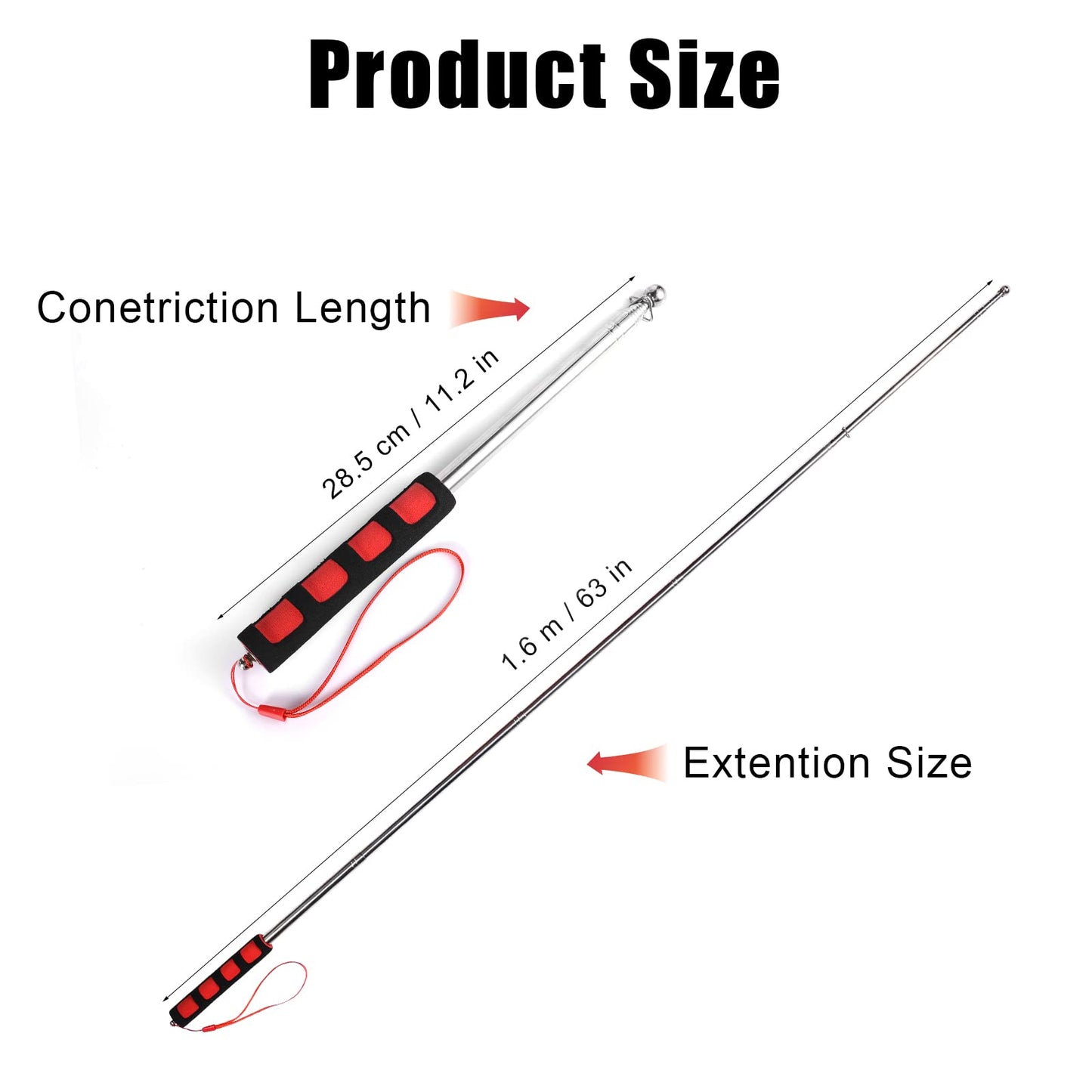 4pcs Horse Training Flag, 5.25 Feet Red Telescopic Flag Poles with 17.1x17.1inch Retractable Horse Training Equipment Horse Flag (Four Colors)