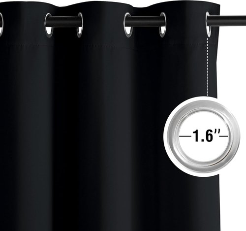 NICETOWN Blackout Curtains - Grommet 2 Panels for Ultimate Light Blocking | 95 Inches Long, Black