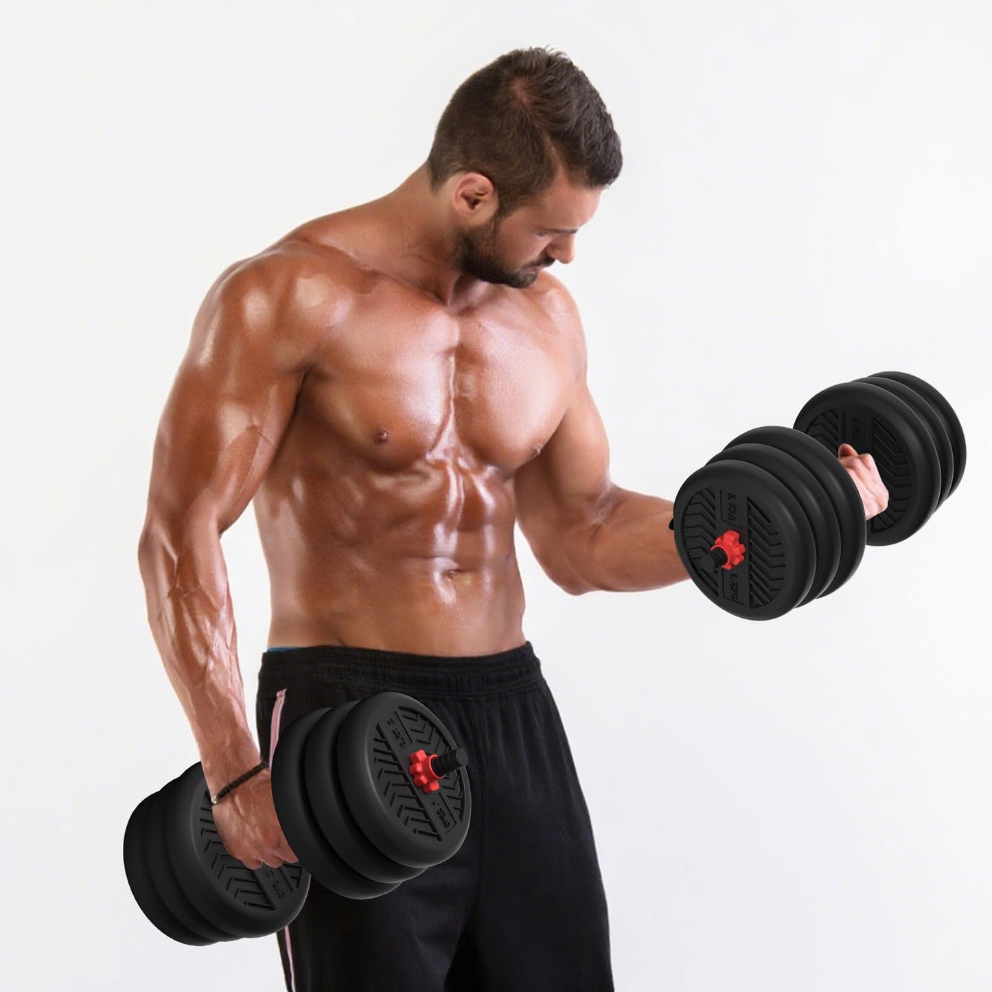 Dumbbell Handle Set, Dumbbell Bars 13.8in (35 cm), Suitable for 1 inch Wide Weight Plates, Home Gym Strength Training Accessories,Dumbbells Set Suitable for 20/30 Pounds