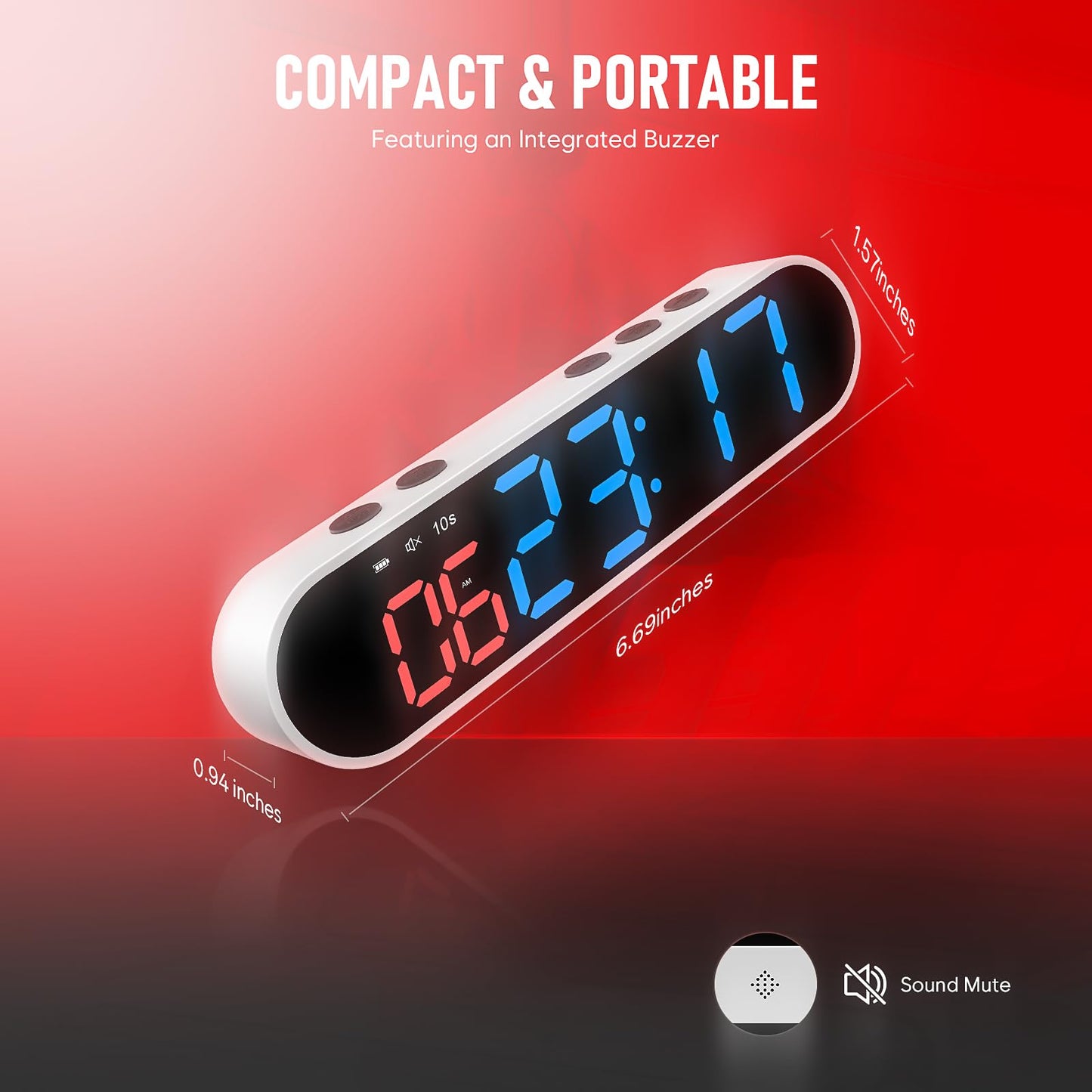 Dienmern Portable Gym Timer Clock with Strong Magnet - Workout Interval Timer with Countdown/UP/Stopwatch, 50Hours Powerful Battery Gym Clocks for Home Gym/Garage/Boxing/Fitness