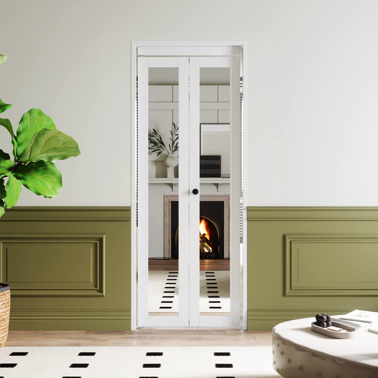 BARNER HOME Bi-Fold Doors, One Mirror Closet Doors for 30in. x 80in. Opening, Folding Closet Door with Hardware Kits, MDF, White Multifold Interior Door
