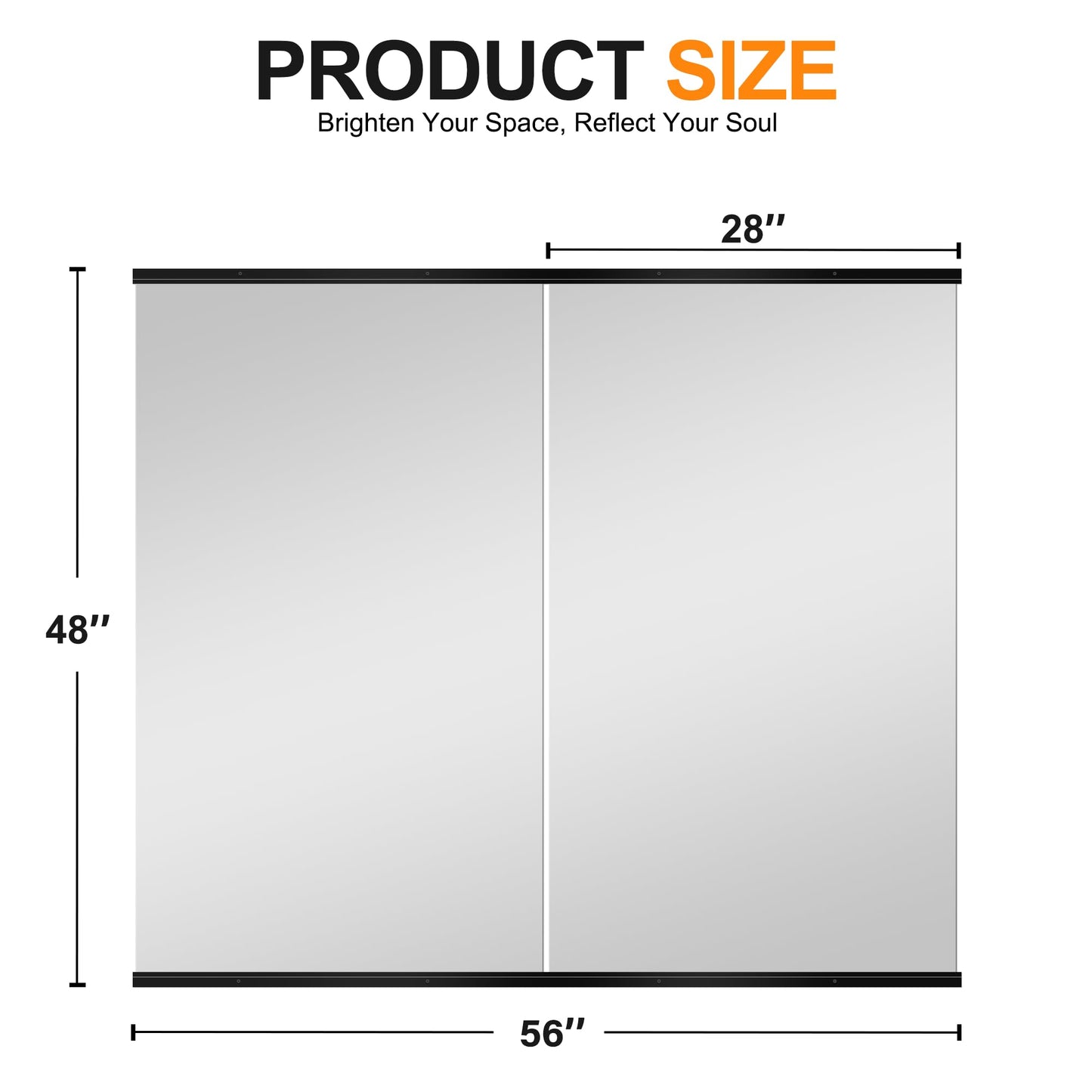 Delma Home Gym Mirror, 48''x28''x2PCS Black Wall Mounted Large Frameless Tempered Glass Wall Mirror for Home Gym, Garage, Bedroom, Bathroom