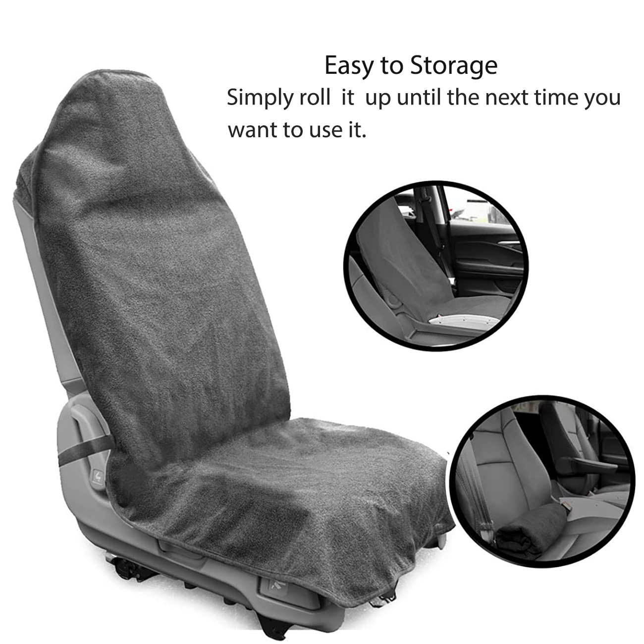 DECKALY Waterproof Sweating Car Seat Cover for Post Gym Workout, Running, Swimming, Beach and Hiking, Universal Fit Non-Slip Towel Bucket Seat Protector for Cars SUV Trucks, Machine Washable (Grey)