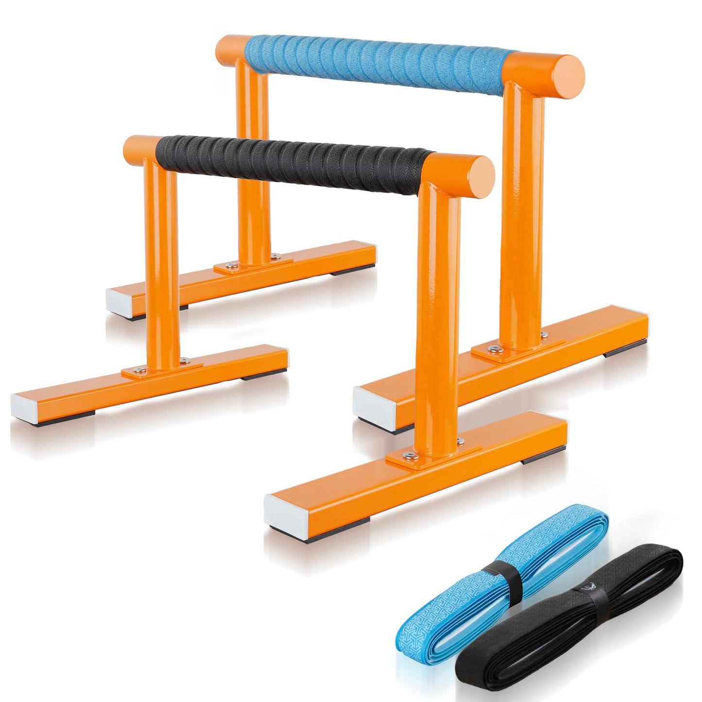 Purife Orange Strength Training Parallettes Push Up Bars, Pushup Handles Calisthenics Equipment for Home Workout, Anti-slip Gymnastics Bars, Handstand & Dip Bar for Outdoor Exercise