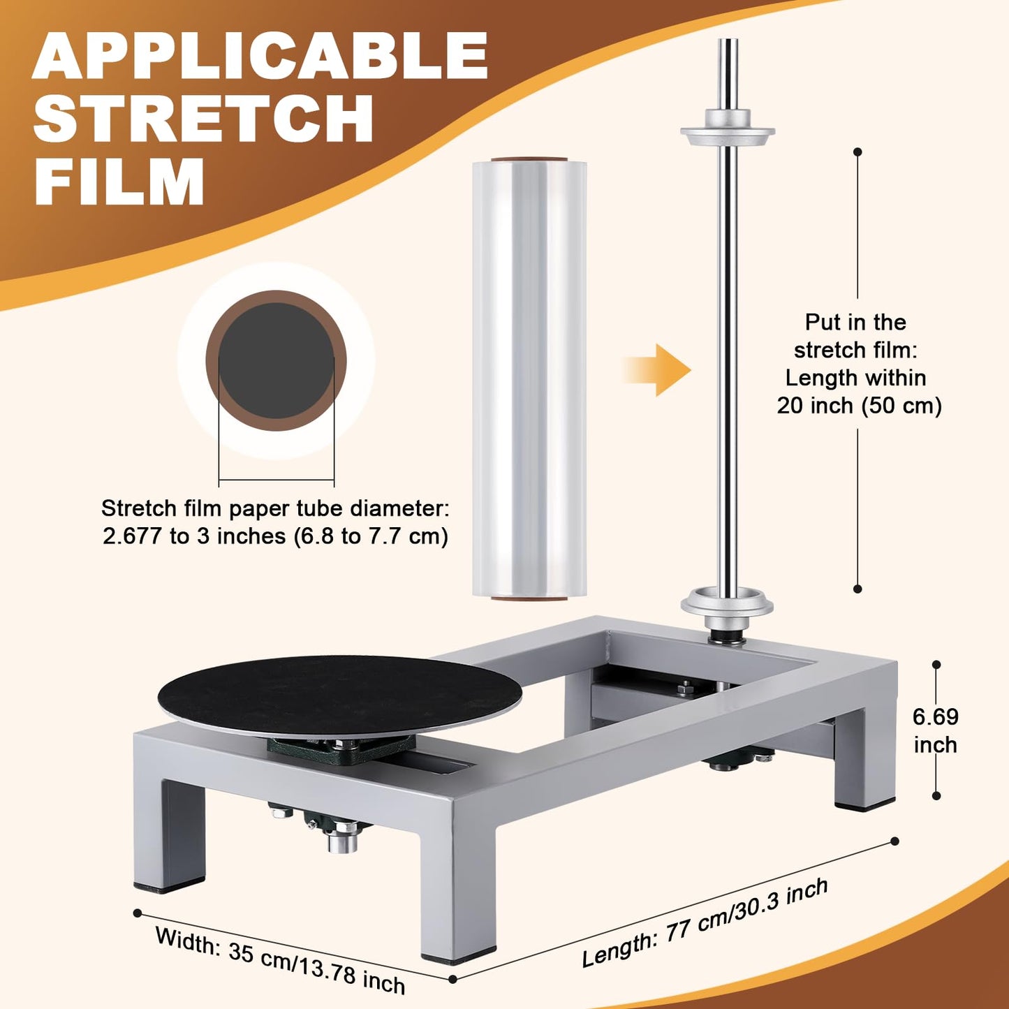 Manual Pallet Wrapper Stretch Film Wrapping Bench, Heavy Duty Film Dispenser Packing Machine for 12-20" Film, Industrial Pallet Wrapping Machine for Small Business Packaging, Shipping & Warehousing