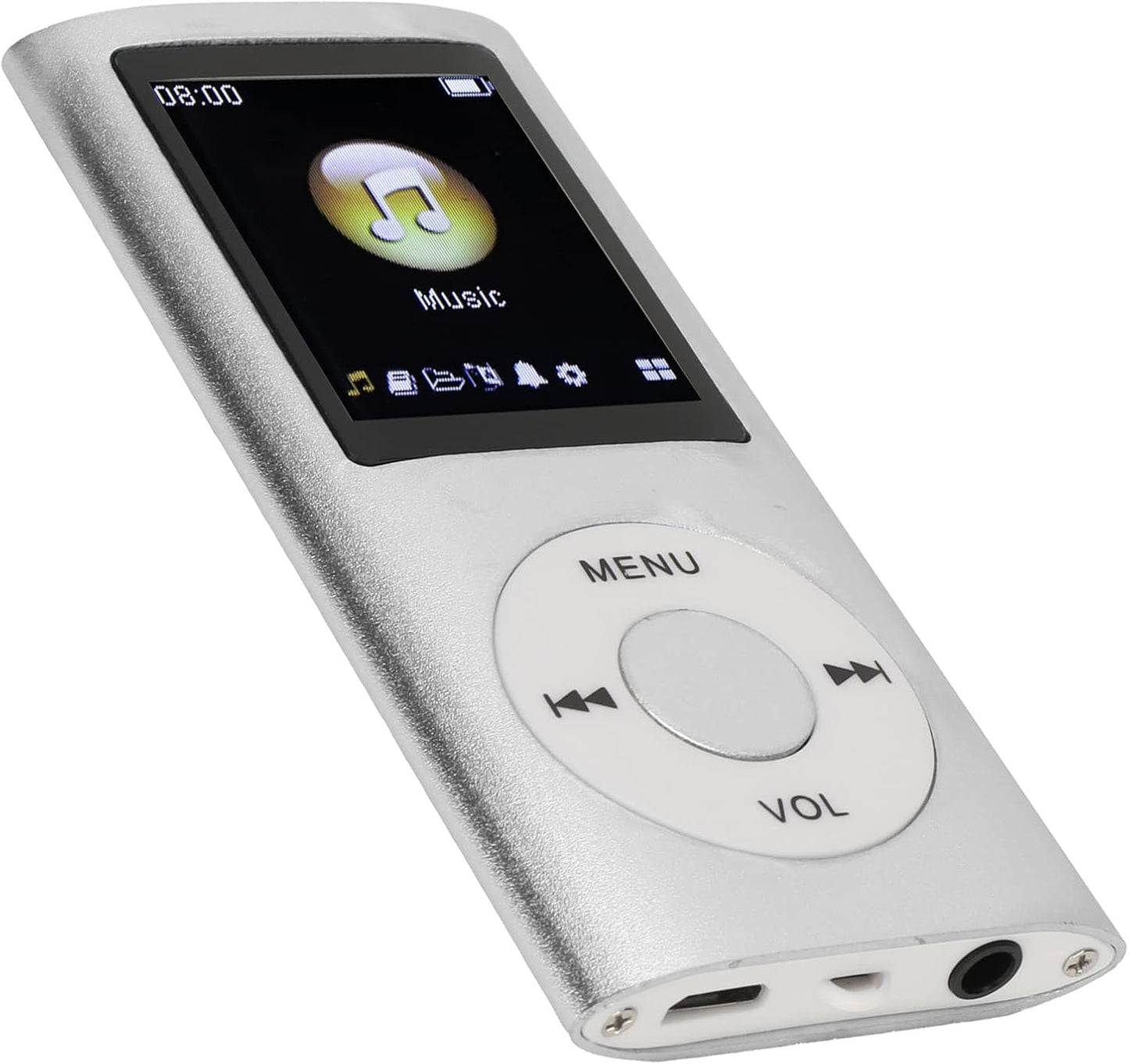 Akozon MP3 Player,MP3 1.8 Inch MP3 Player Stylish Multifunctional Lossless Sound Slim LCD Screen Portable Player