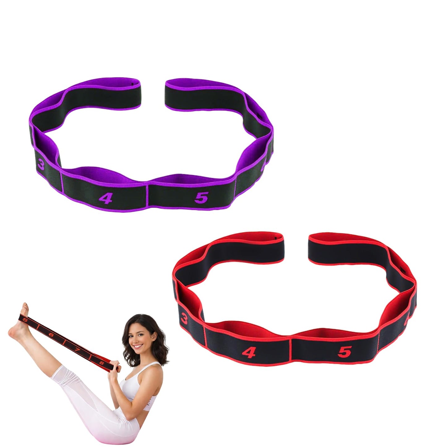 Fitness Resistance Bands with Handles, Fitness Resistance Band for Stretching and Yoga, Adjustable Exercise Puller Bands for Full Body Workout, Stretching, Shaping and Home Fitness Training