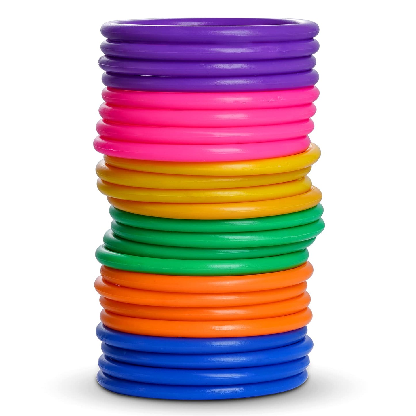 Topbuti 24 Pcs Multicolor Plastic Toss Rings Ring Toss Game Carnival Rings for Speed and Agility Practice Games, Garden Backyard Outdoor Games, Bridal Shower Game, Game Booth （3.1 Inch）