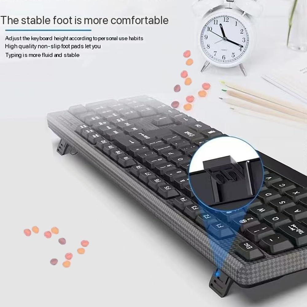 Yadojingcn 104 Wired Keyboard, Keys Wired Keyboard with Numeric Keypad, LED Indicators, Ergonomic, Comfortable Play