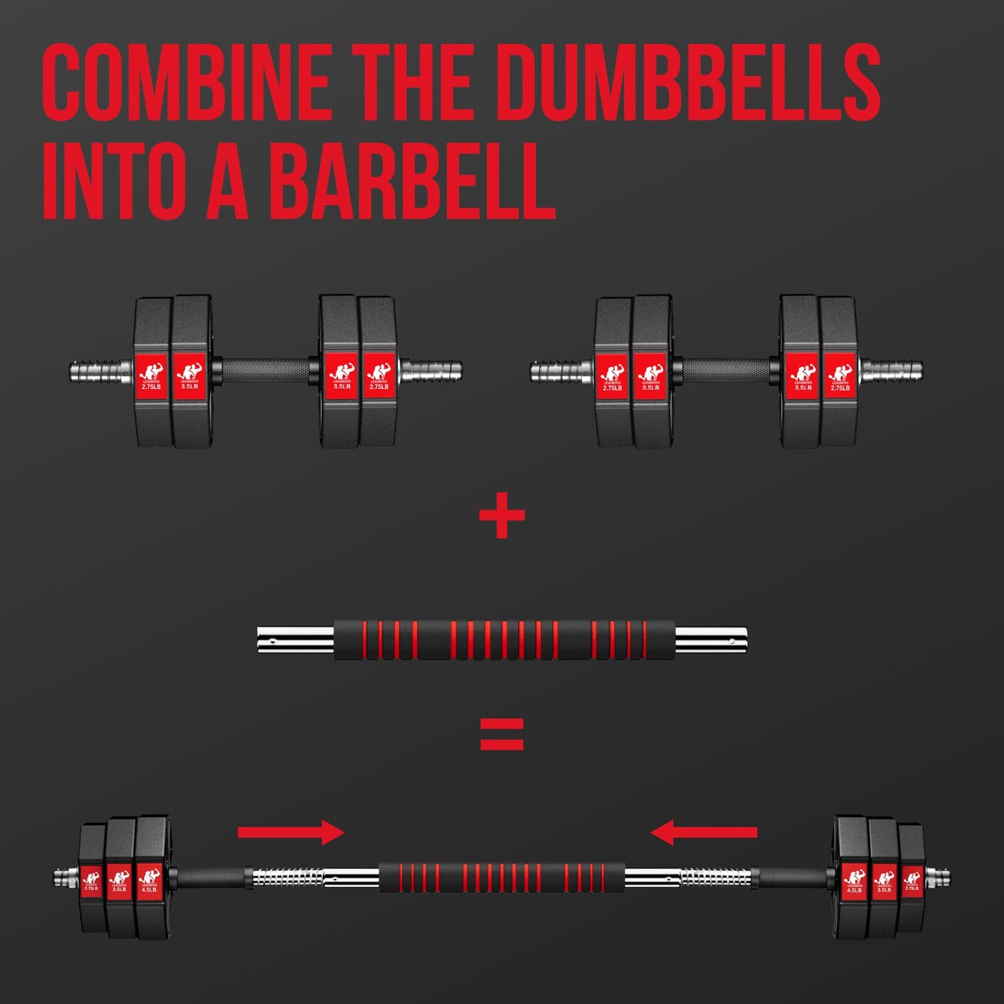Adjustable Dumbbell Handle/Straight Barbell/Arm Blaster for 1" Cast Iron Weight Plates with Collars Loadable Dumbbells (Barbell Connector)