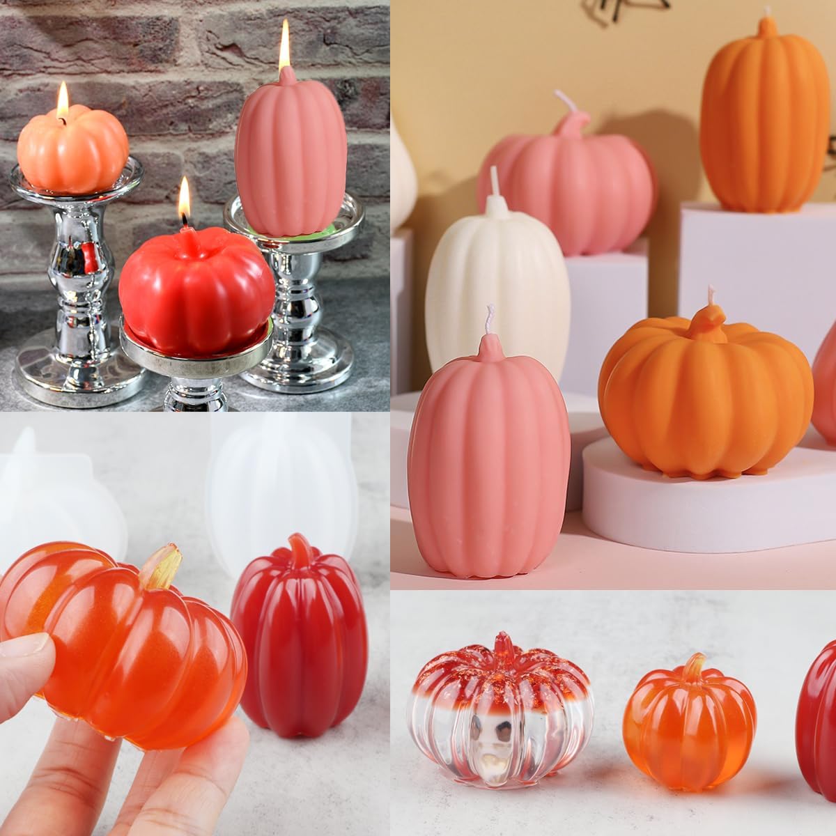 Skiennix 3D Pumpkin Resin Molds - Mini Silicone Molds for Epoxy, Soap & Candle Making | Halloween Decor