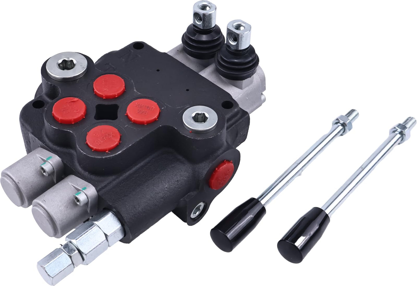 Solarhome 2 Spool Hydraulic Control Valve Open Center Double Acting 21 GPM 3600 PSI SAE Ports Compatible With Tractors Loaders Log Splitters