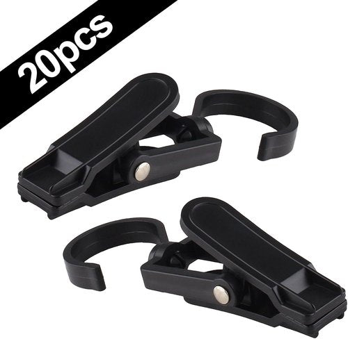 Jiozermi Laundry Hooks - 20 PCS Super Strong Plastic Clothes Pins | Swivel Hanger Clips in Black