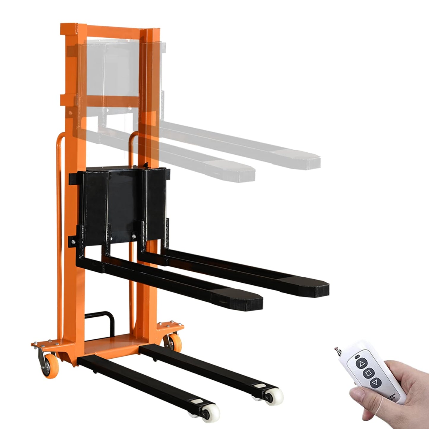 Electric Pallet Stacker Electric Forklift Capable of Boarding Trucks Pallet Lift 1300lbs Capacity 63" Lifting Height Material Lift with Fixed Legs