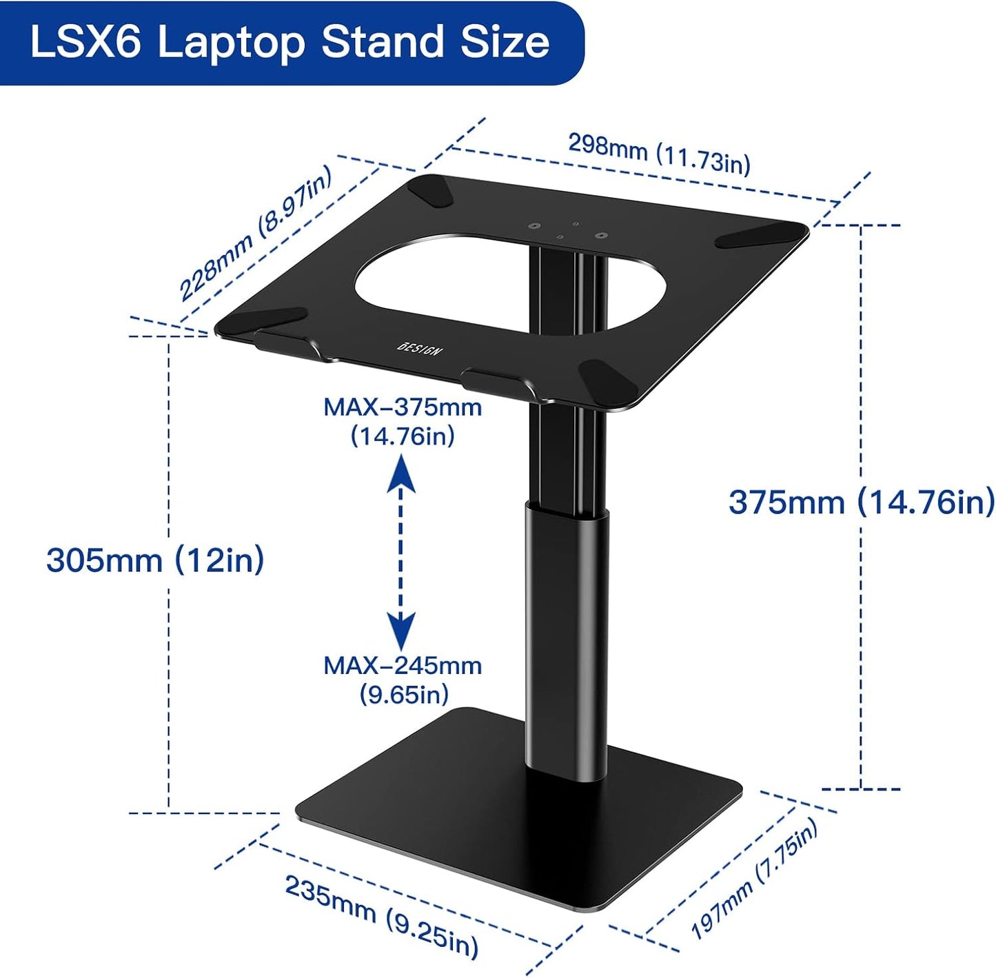 BESIGN LSX6 10-14" Computer Holder Stand, Ergonomic Adjustable Notebook Riser for Standing Work, Compatible with Air