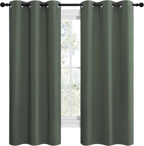 NICETOWN Blackout Curtain Panels - Thermal Insulated Grommet Drapes for Dining Room | Dark Mallard, 42x68-Inch (1 Pair)