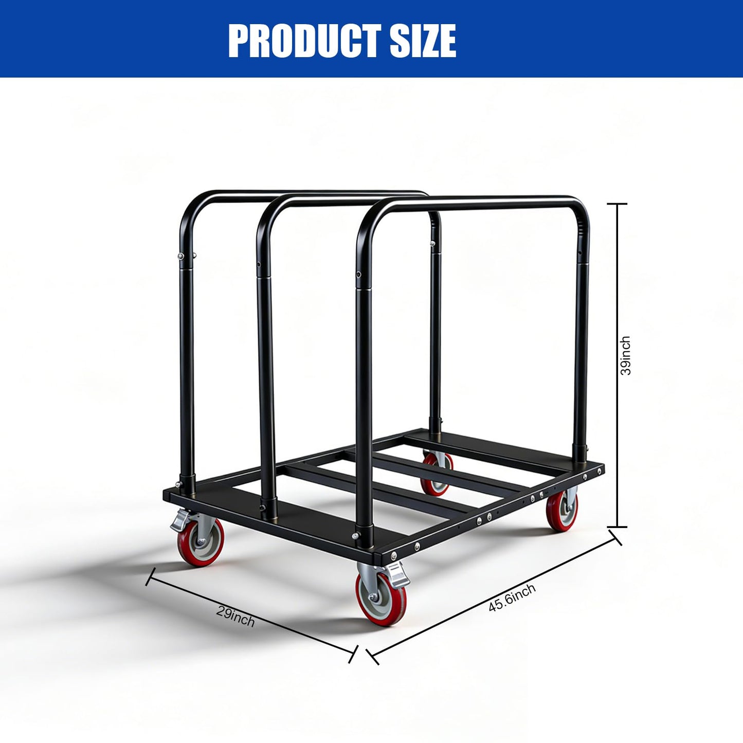 Folding Table Cart, Heavy Duty Table Dolly with 5" PU Swivel Wheels, 1800 LBS Capacity Drywall Trolley, 10 Table Load for Party Events, Hotel, Warehouse, Factory, Moving Panels, Drywall, Boxes