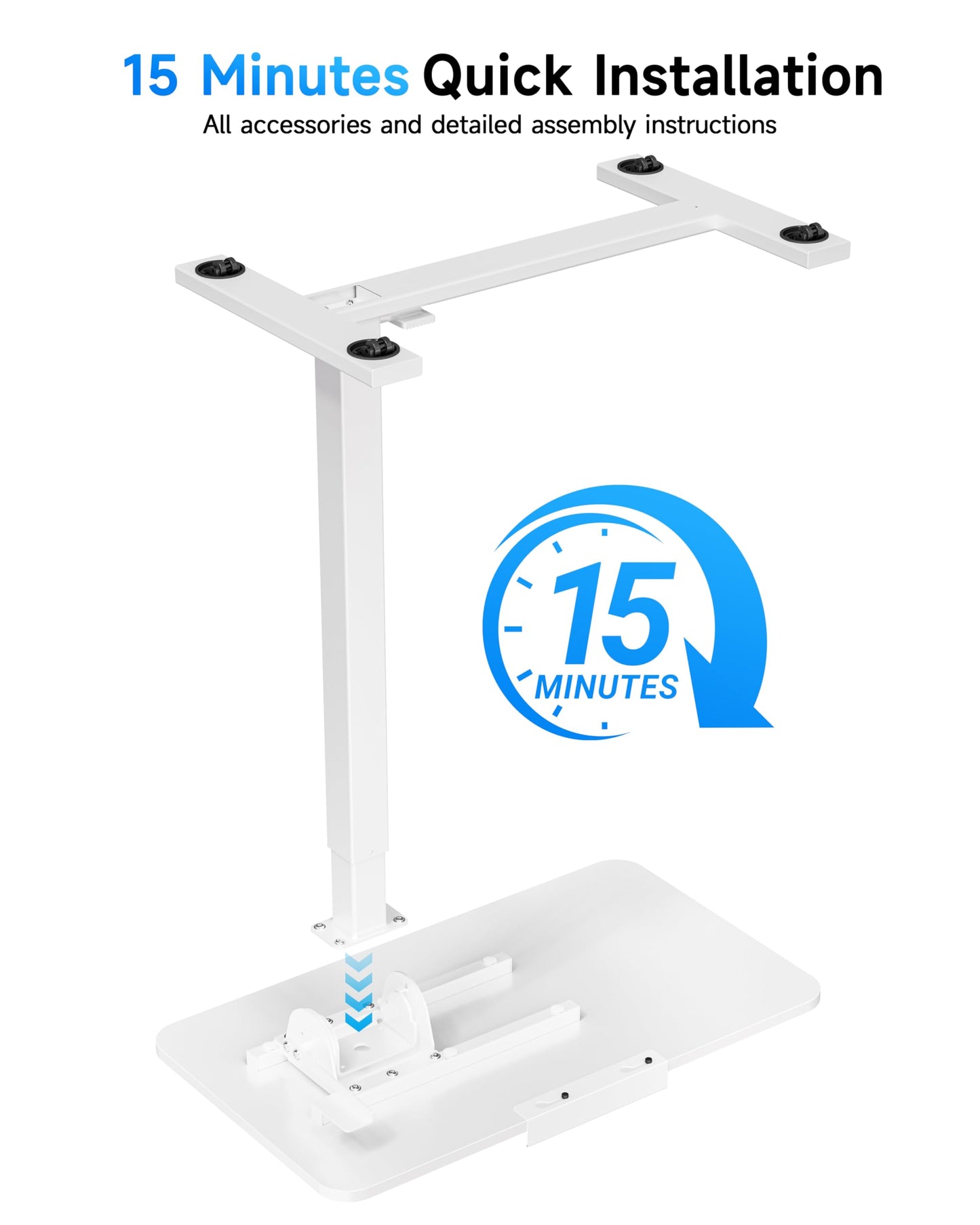 BIZUM Mobile Standing Desk Laptop Desk Pneumatic with Wheels 180° Tilt Top Hospital Bed Table Portable Rolling Cart Foldable Bedside Table for Hospital&Home Use, White