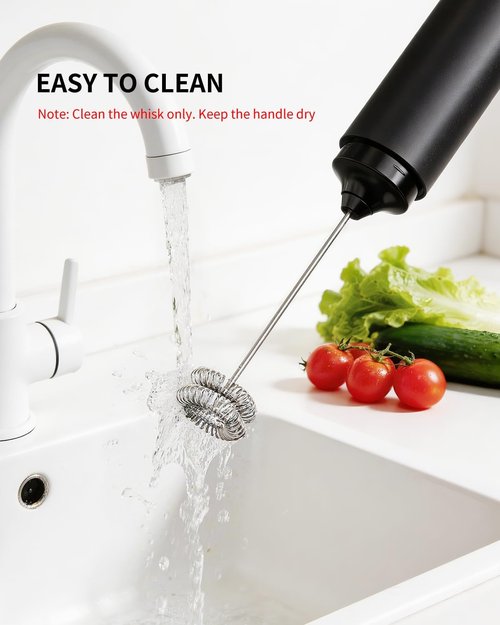 Circle Joy Rechargeable Milk Frother - Dual Coil Electric Whisk for Coffee & Matcha | Portable Handheld Mixer, Black