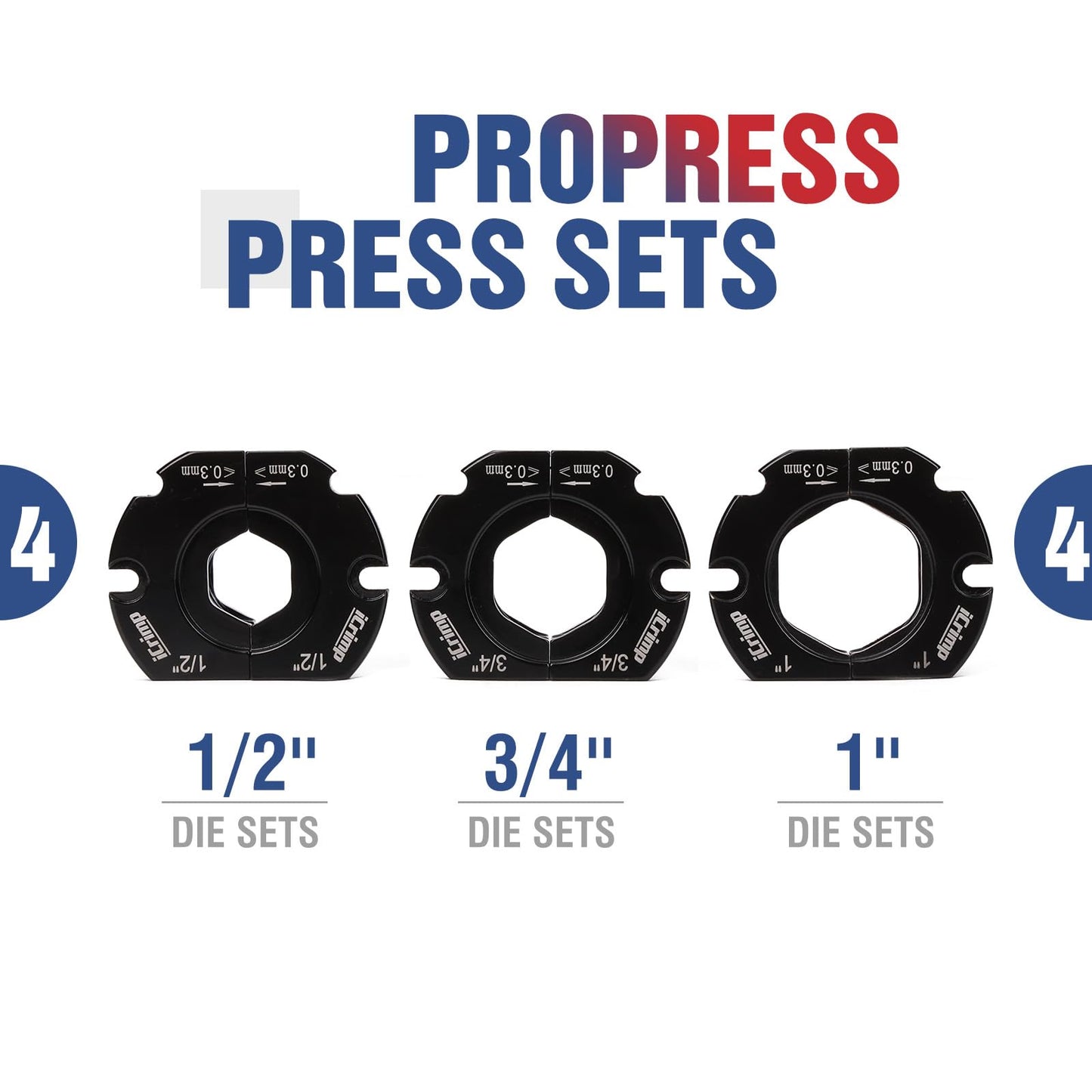 iCrimp IWS-1632CF Copper Pipe Press Tool Kit for 1/2-in, 3/4-in and 1-in Viega Propress Fittings, Driven by Socket Wrench or Impact Wrench