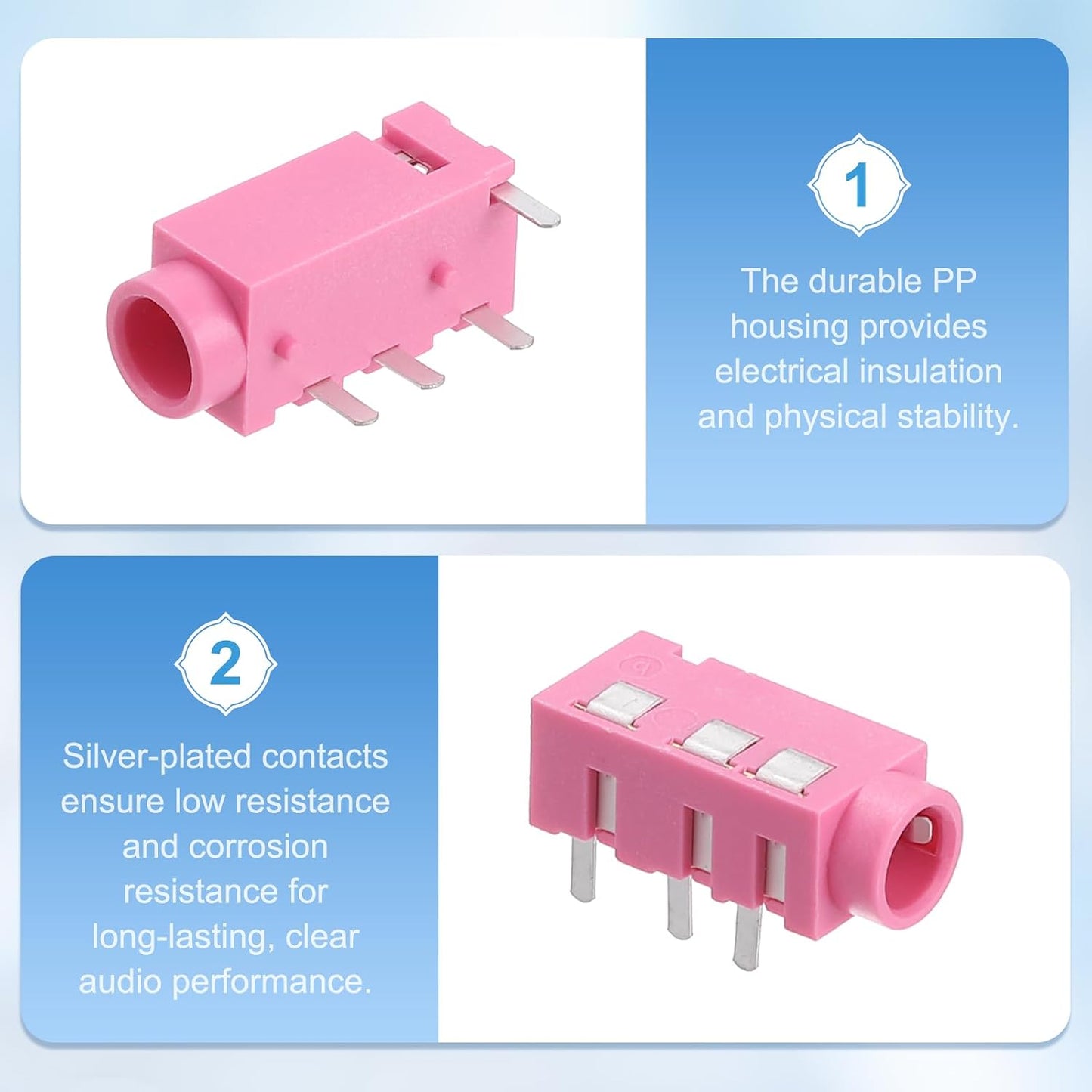 10Pcs 1/8" 3.5mm 4 PJ-320A MP3/MP4 uxcell Stereo Jack Socket, Pin PCB Mount Female Socket Headphone Audio Connector