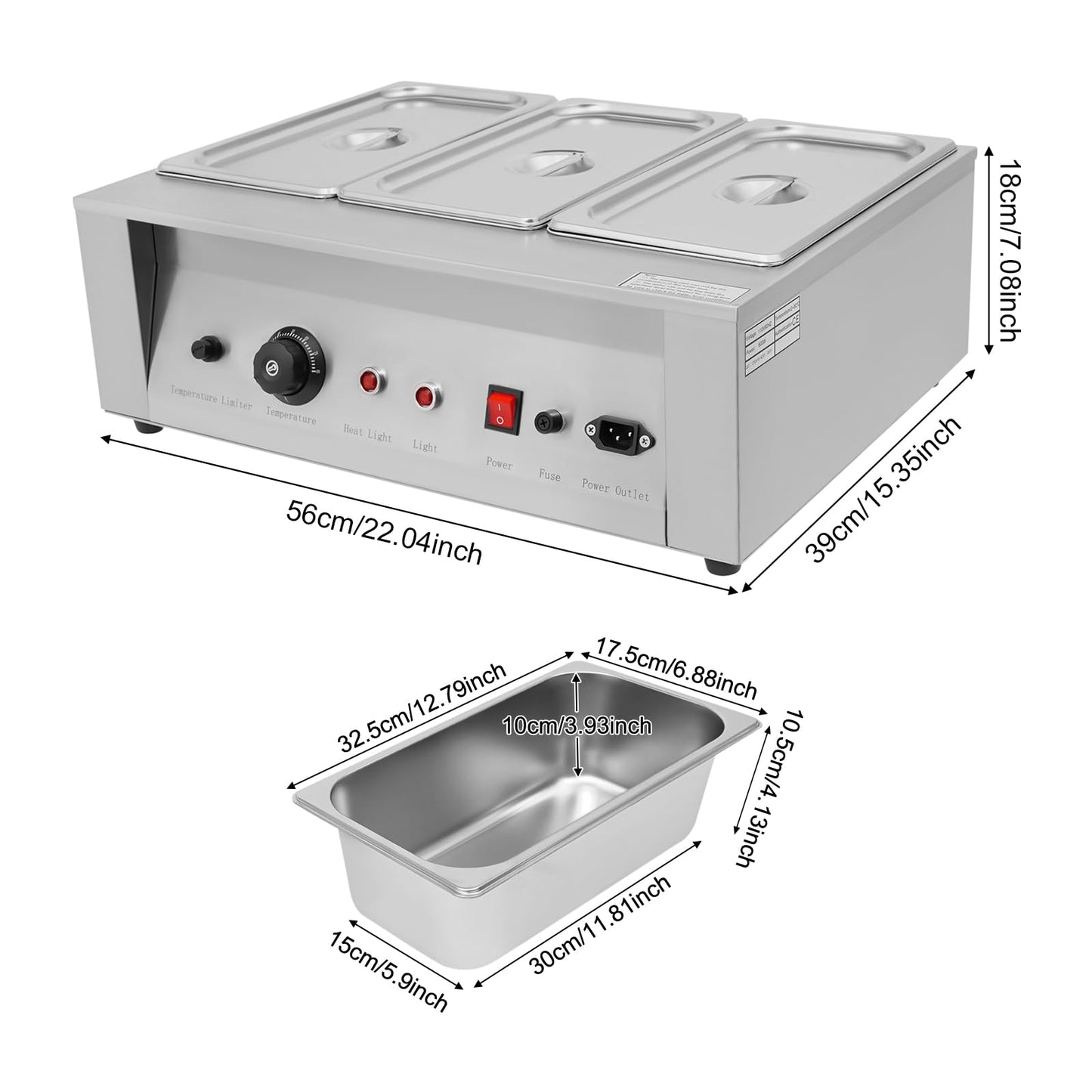 FXEIPOL Commercial Chocolate Tempering Machine, 3 Tanks Stainless Steel Chocolate Melter, 300W Electric Chocolate Warmer Machine for Beverage Stores, Restaurants