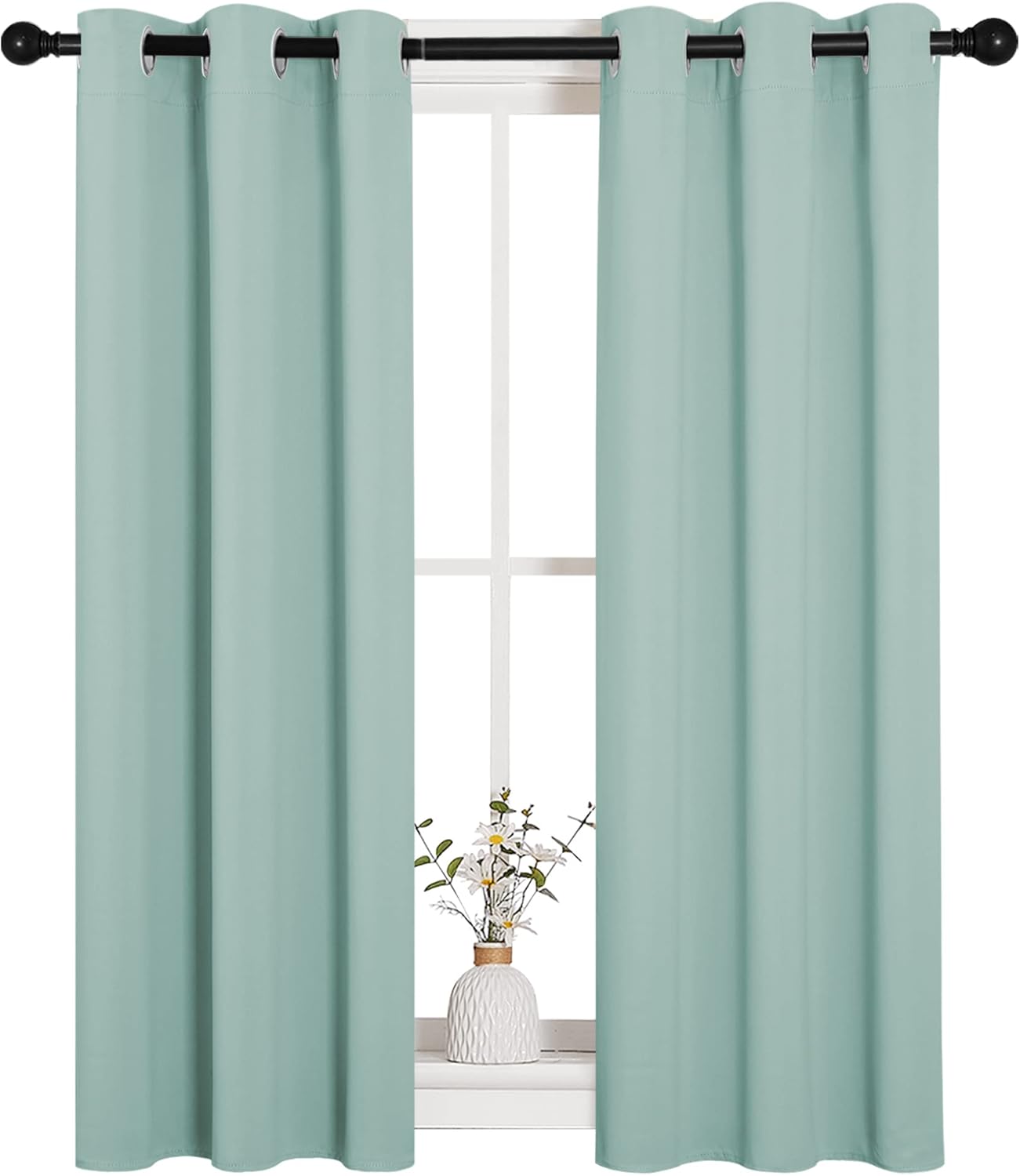 NICETOWN Thermal Insulated Blackout Curtains - Aqua Blue Room Darkening Drapes, Set of 2, 29x40 Inches