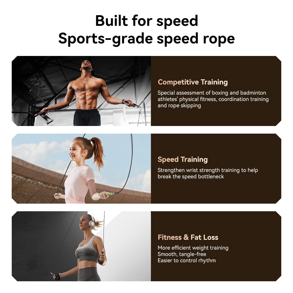 JOINROPE Weighted Jump Rope,Dual Bearing Smooth Rotation Speed Jump Rope, One-Button Push Adjustable Length for Men Women, Workout with Metal Handles for Fitness, Home Exercise & Slim Body (Pink)