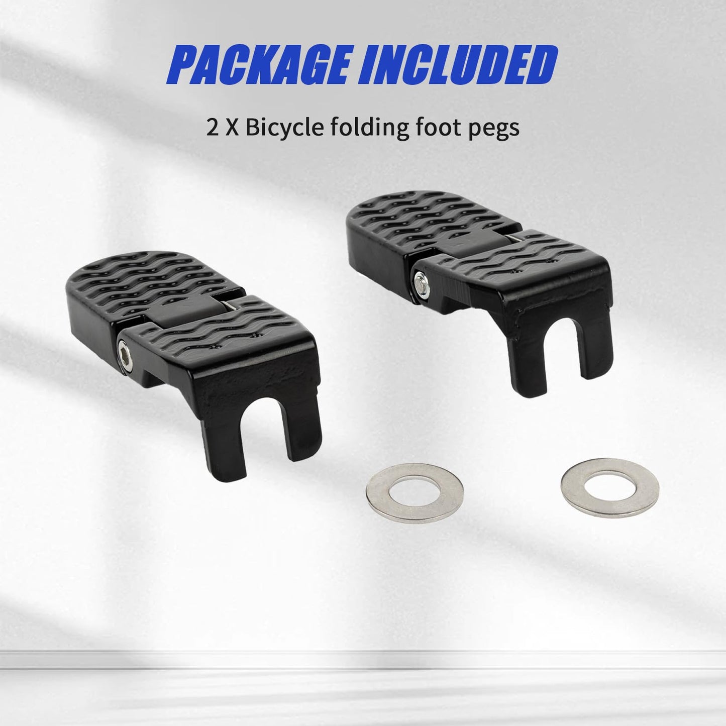 PSLER 2PCS Bike Rear Pedals - Aluminium Non-Slip Ebike Foot Pegs for Passenger, Universal Motorcycle Bicycle Folding Foot Pedal, Fit for E-Bike, Mountain Bike, 15mm U-Shaped Slot Opening