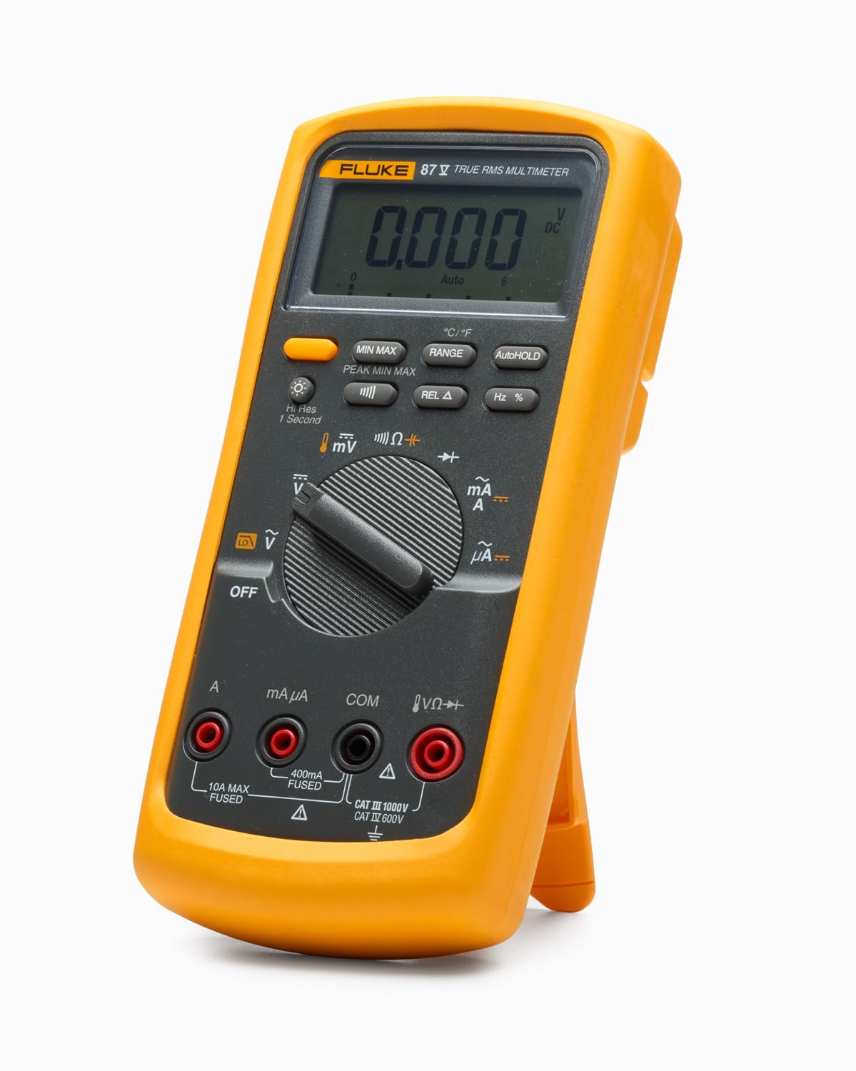 Fluke 87V Industrial Digital Multimeter, for Advanced Troubleshooting, Measures 1000 V AC/DC, Peak Min/Max, Low Pass Filter, Includes TL75 Test Leads, AC175 Alligator Clips, 80BK Temp Probe