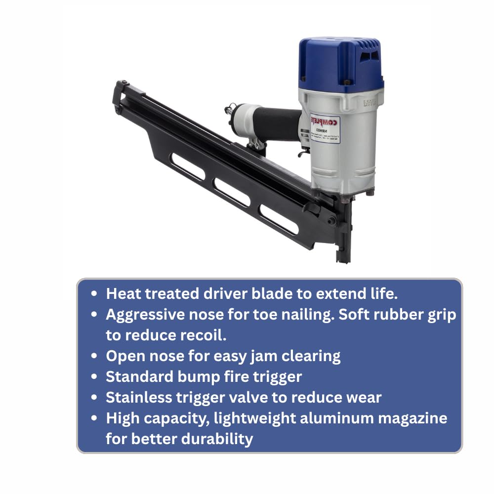 Complete NRH83A 21 Degree Framing Nailer 2" to 3-1/2" adjustable depth of drive SIM NR83A5 NR83A3 NR83A, suitable for Framing, Decking, Trusses and Sub-Floor