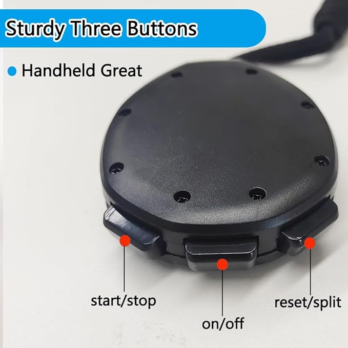 Waterproof Stopwatch Timer Only Stopwatch Mode, ON/Off Silent Simple Operation, Without Clock Date Countdown, Digital Swimming Stop Watch for Sports, Black