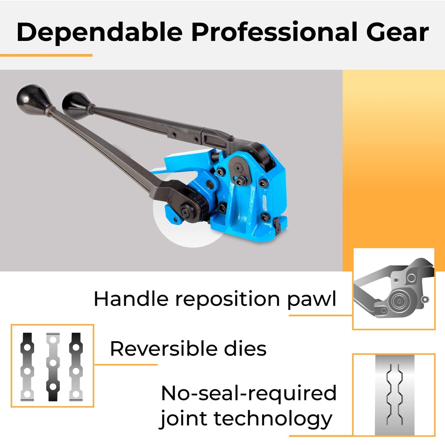 IDL Packaging PRO 1/2" x 300' Steel Strapping Kit, 1100 lbs Break Strength – with Innovative IDL-17-12 Combination Tool, No Seals Required – Complete Packaging Strapping Solution