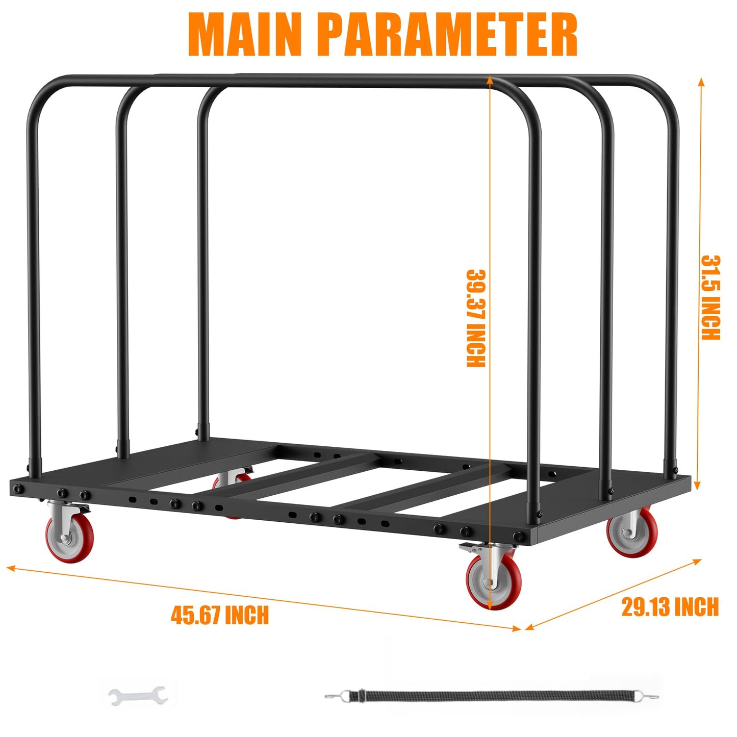 Heavy Duty Table Dolly w/ 5" PU Swivel Wheels | Drywall Dolly Cart w/ 1800 LBS & 10 Table Capacity | Folding Table Cart for Party Events, Hotel, Factory, Warehouse