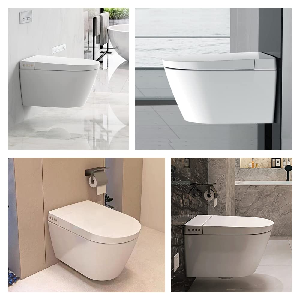 EPLO Intelligent Wall-Hung Smart Toilet with In-Wall Tank System,One-piece Elongated Bidet Toilet Combo,Heated Seat,Warm Air Dryer,Dual Auto Flush,Remote Control
