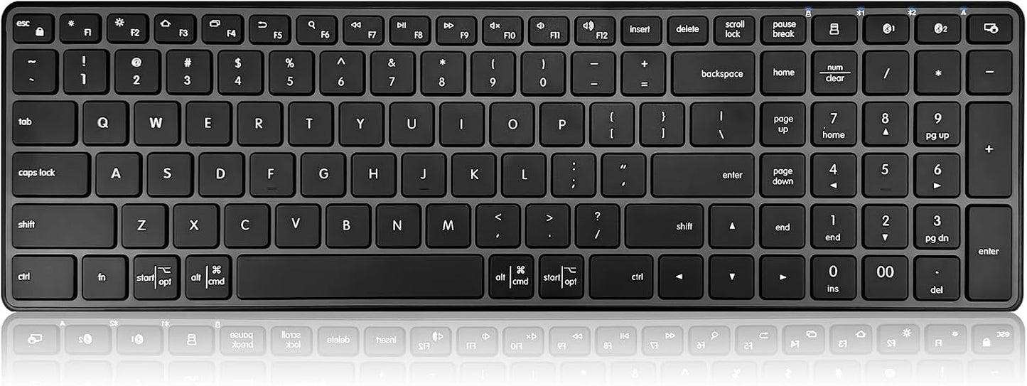 Bnnwa 3-Device (2.4G+BT), TV/Phone,12 Wireless Bluetooth Keyboard, Free Switching Ultra-Slim Compact Wireless Keyboard