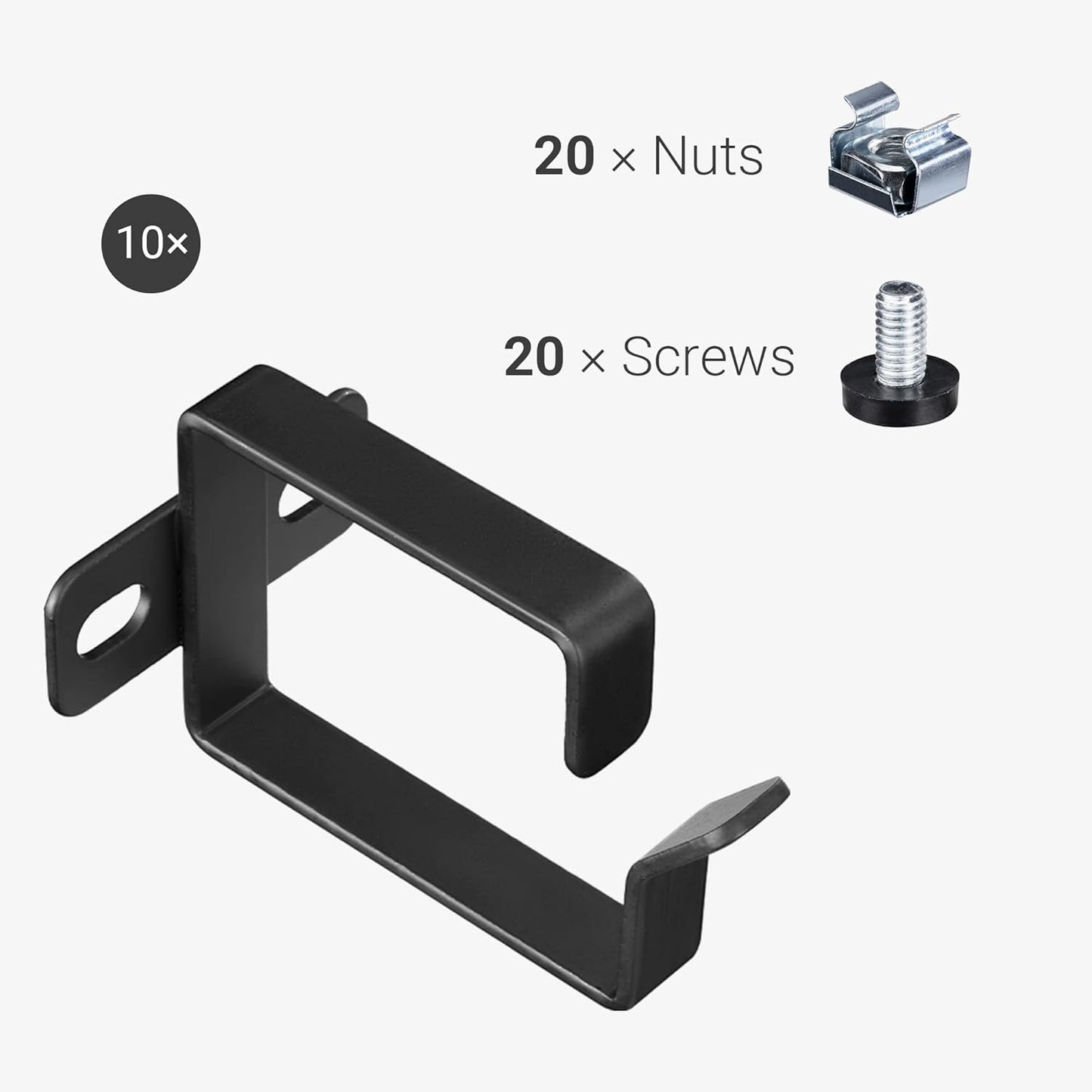 (10 Set kwmobile Server Rack Cable Management D-Ring Hooks Pieces) - Bracket Organizer Hook Mount for Network Patch