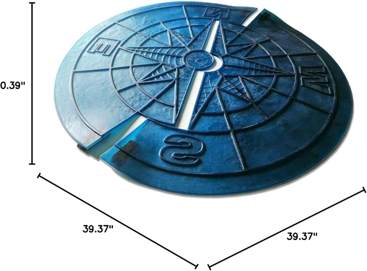 “Round Compass Big” Concrete Stamp – 39" Polyurethane Flexible Mold for Stamping Cement, Plaster, mat for Printing, Decorative Texture Tool for Horizontal & Vertical Surfaces, Durable & Reusable