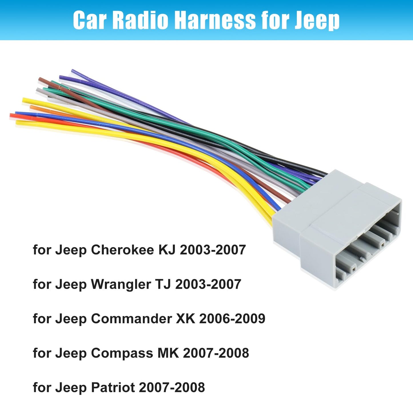 2002-2007 Ram,2003-2007 Jeep,2000-2007 Car Radio Wiring Harness Adapter Connector Replacement for Dodge Chrysler Radio