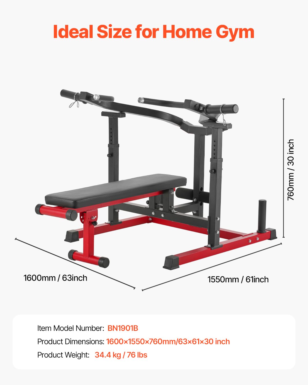 VEVOR Chest Press Machine, 450 LBS Bench Press Set, Adjustable Flat Incline Bench with Independent Converging Arms, Upper Chest Equipment, Fitness Home Gym Equipment for Chest, AB Workouts, Shoulder