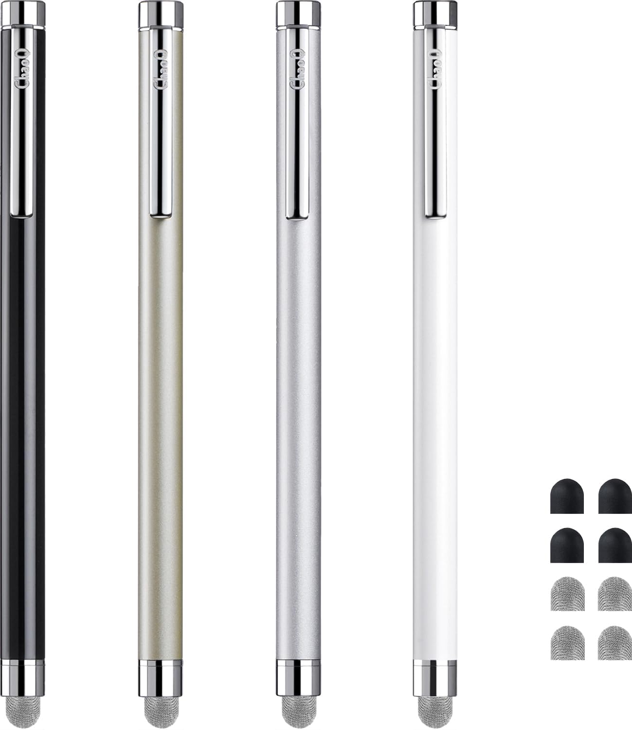 ChaoQ 4 4 4 Stylus Pens for Touch Screens, Pcs Mesh Fiber Stylus, with Replaceable Mesh Tips and Replaceable Rubber