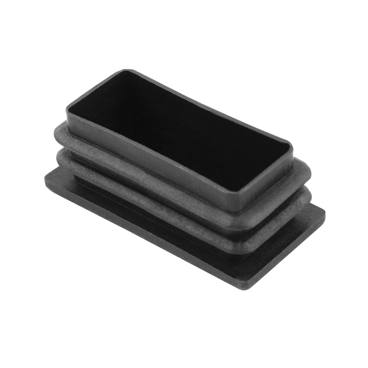 QWORK 10 PCS 1" X 2" Rectangle Black Plastic Plug End Cap for Pipe Tubing, Chair Leg