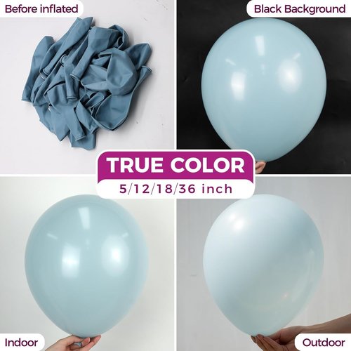 Bezente Dusty Blue Latex Balloons - 100 Pack 12-Inch Round Helium-Quality Matte Balloons for Weddings & Parties
