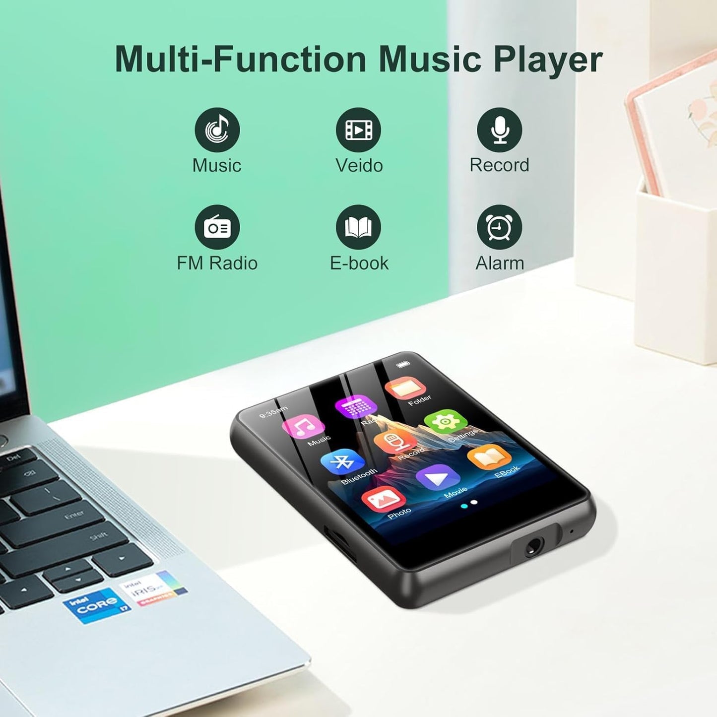 ZAQE 128GB MP3 MP3 5.4, Player - Portable Player with Bluetooth Portable Music Player with FM Radio, Voice Recorder