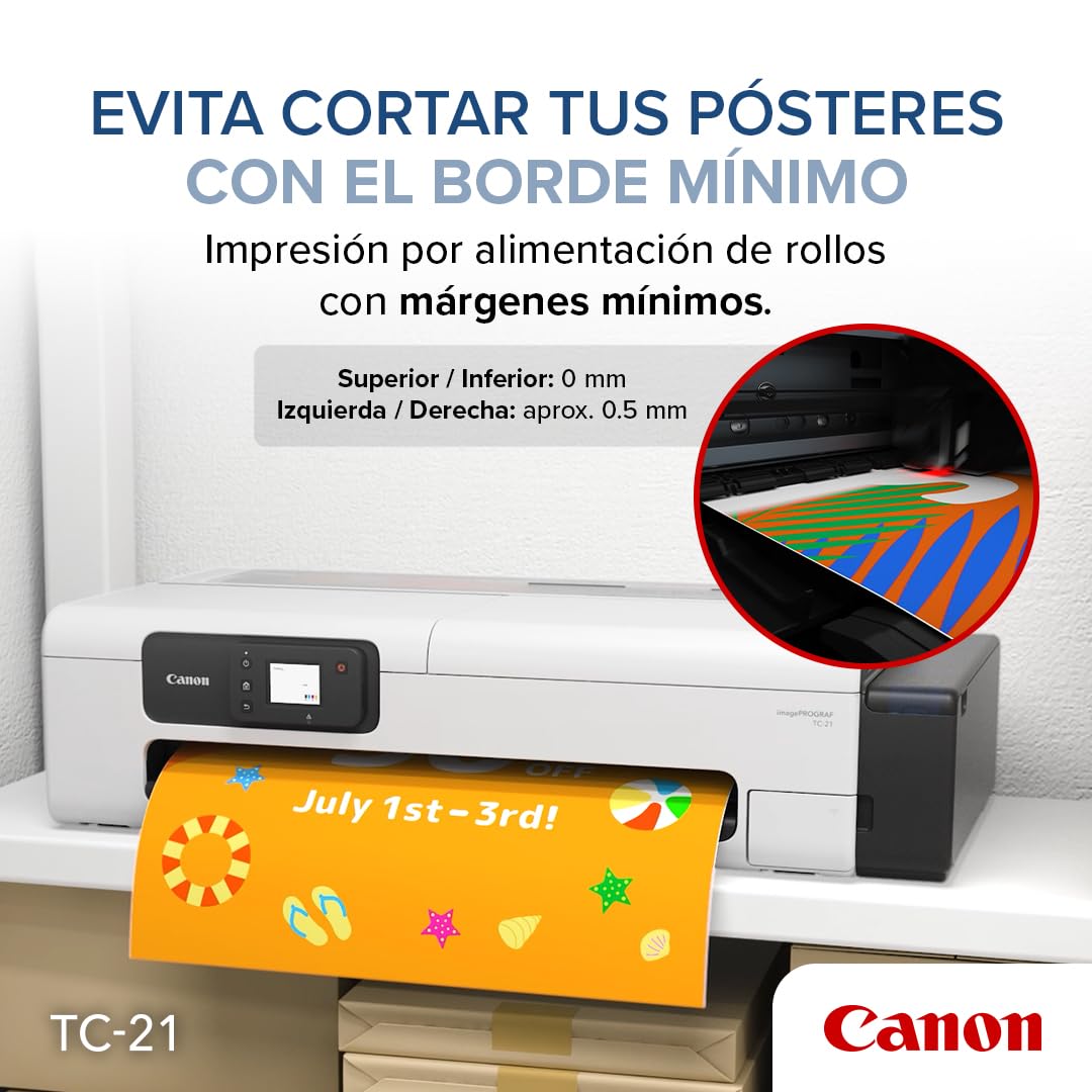 Canon imagePROGRAF TC-21 24" - Large Format Printer, Poster & Plotter Printer, Automatic Roll & Cut Sheet Paper Feeder, Includes 280 ml of Ink, White