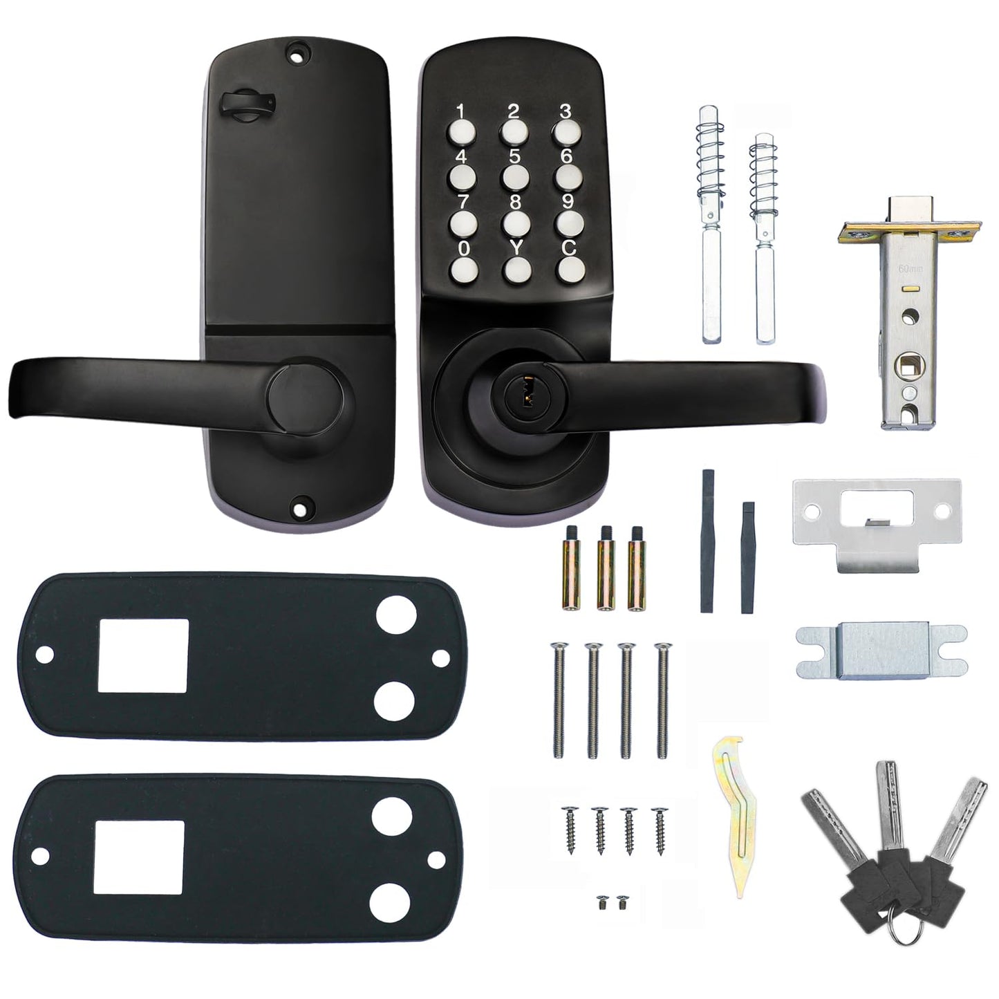 MUTEX Mechanical Keyless Lock w/Both Key & Keyless, Big Panel for Comfortable Key Press, Suitable for Home and Office, Super Durable - 100% Mechanical, All Metal, No Battery Needed
