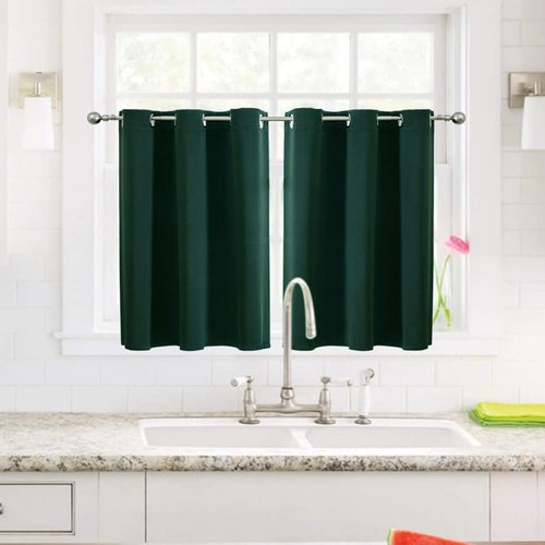 ChrisDowa Small Window Curtains - Grommet Thermal Insulated Room Darkening Panels (Forest Green, 34 x 36 Inch)