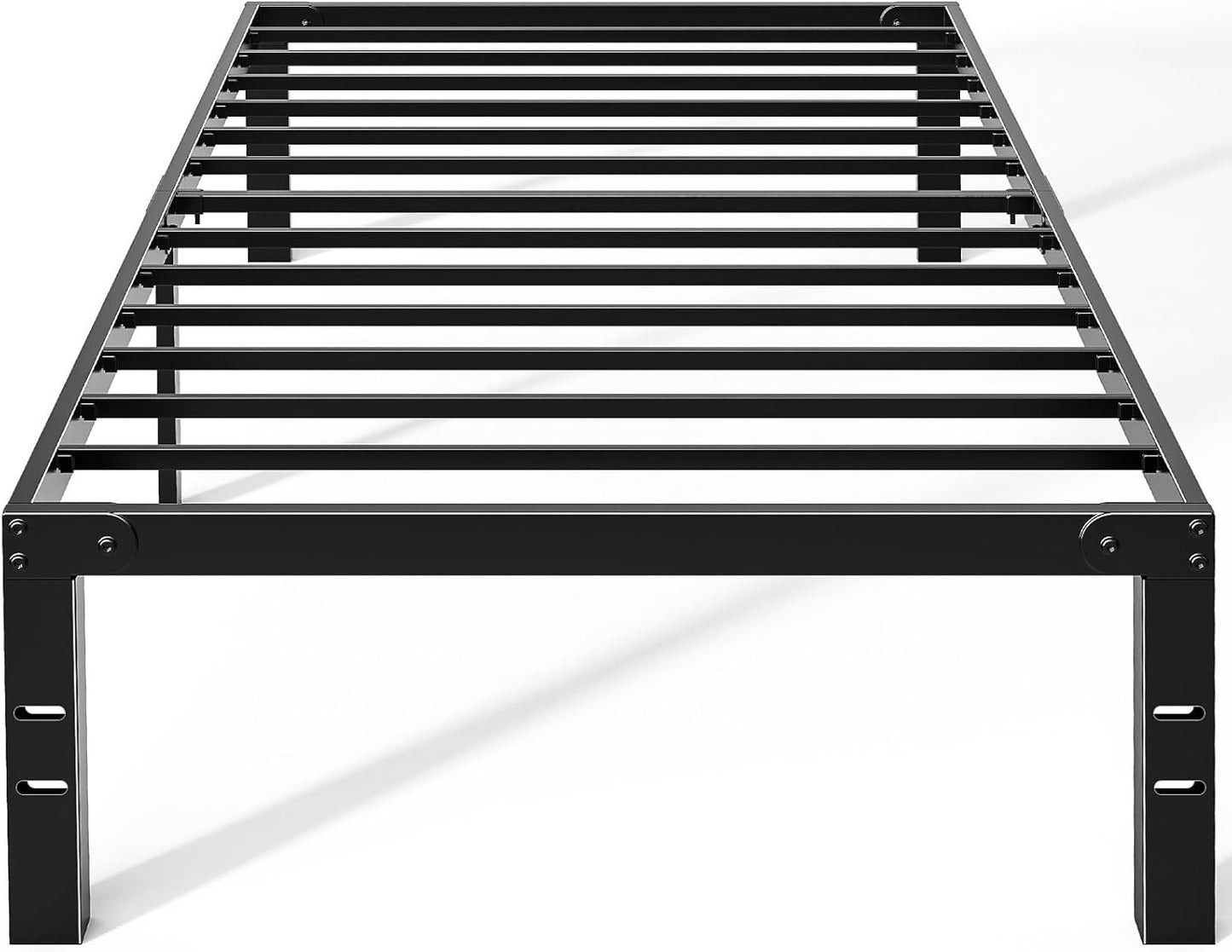 OLIXIS Metal Twin Bed Frame - 14-Inch High with Storage Space & Sturdy Steel Slat Support | 800LBS Capacity, Black